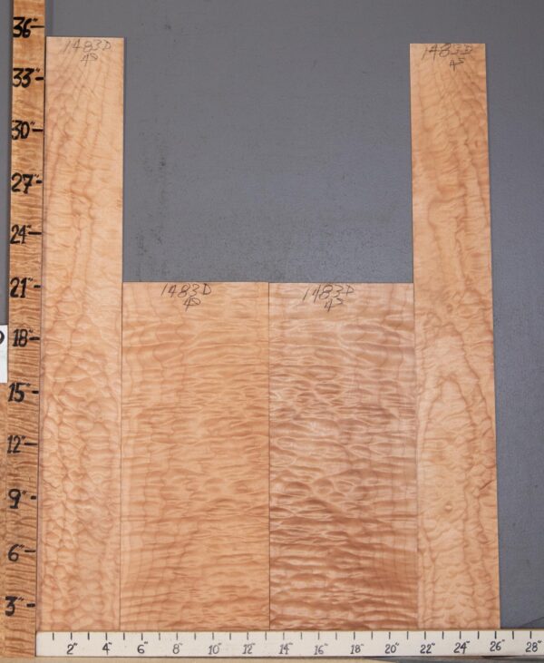 Musical Quilted Maple 4 Board Set Lumber 26"1/4 X 35" X 1/4" Back Halves: 17" X 21" X 1/4" Sides: 9"1/4 X 35" X .140" (NWT-1483D) - Image 2