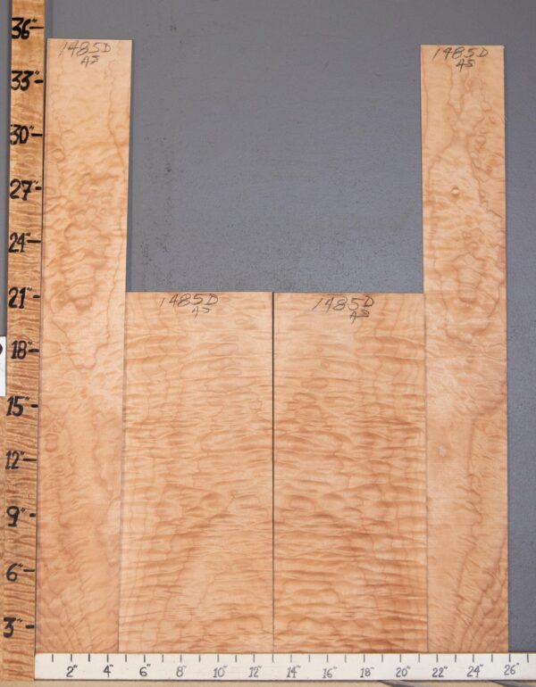 Musical Quilted Maple 4 Board Set Lumber 26" X 35" X 1/4" Back Halves: 17" X 21" X 1/4" Sides: 9" X 35" X .140" (NWT-1485D)