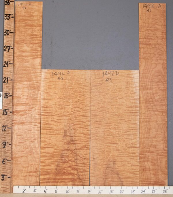 Musical Quilted Maple 4 Board Set Lumber 29" X 36" X 1/4" Back Halves: 18"3/8 X 23" X 1/4" Sides: 10"1/8 X 36" X .140" (NWT-1492D) - Image 2