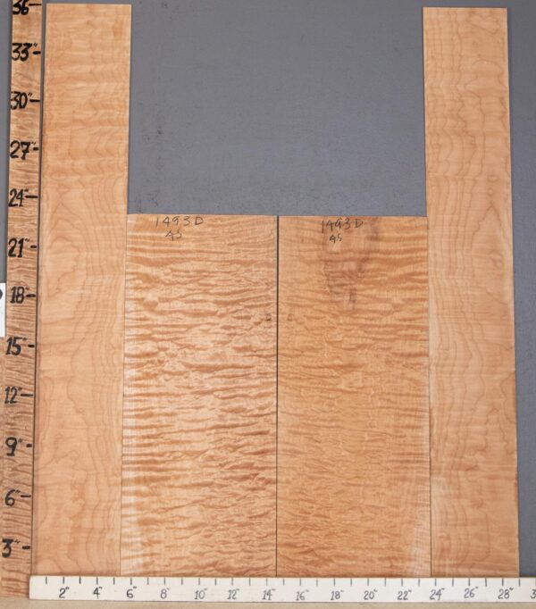 Musical Quilted Maple 4 Board Set Lumber 29"1/4 X 36" X 1/4" Back Halves: 18"1/2 X 23" X 1/4" Sides: 10"5/8 X 36" X .140" (NWT-1493D) - Image 2