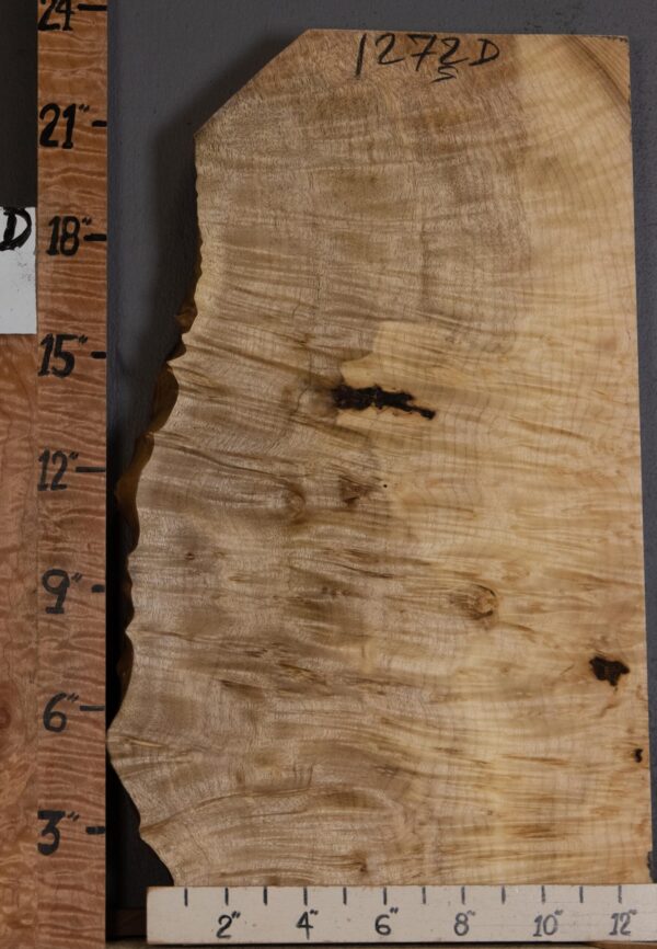 5A Block Curly Burl Myrtlewood with Live Edge Lumber 11"  X 23" X 1"7/8 (NWT-1272D) - Image 2