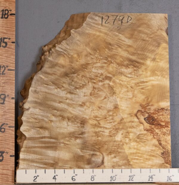 5A Block Curly Burl Myrtlewood with Live Edge Lumber 13"1/2 X 18" X 1"7/8 (NWT-1279D)