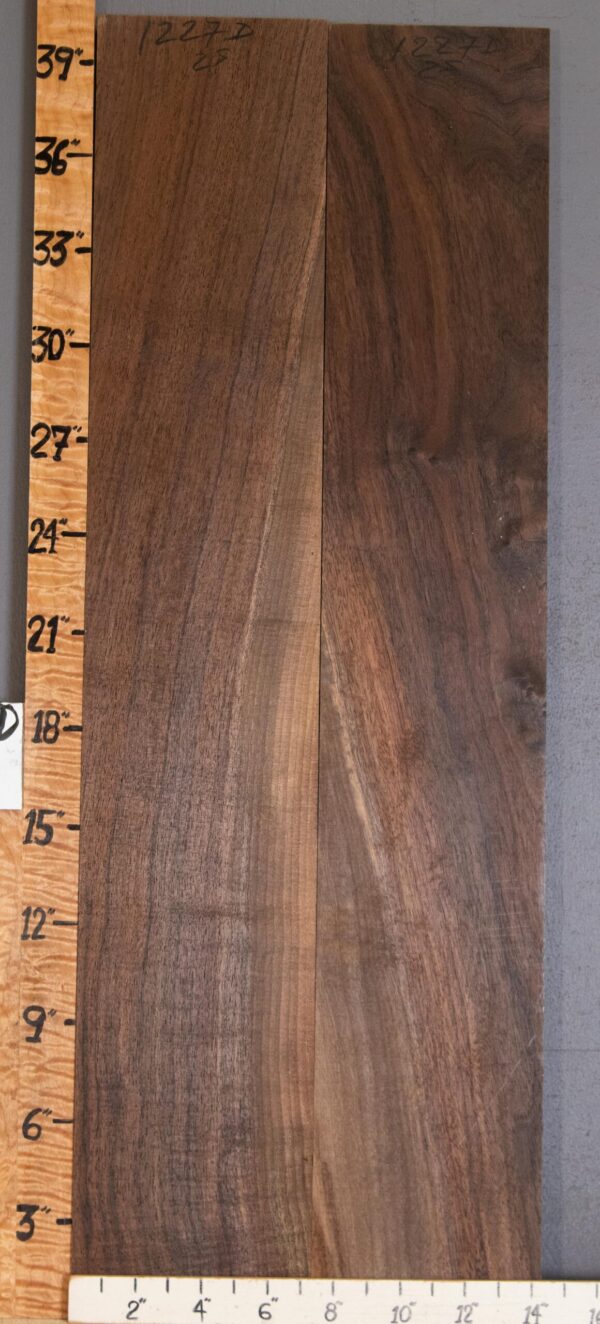 5A Marbled Claro Walnut 2 Board Set Lumber 14"1/4 X 40" X 4/4" (NWT-1227D)