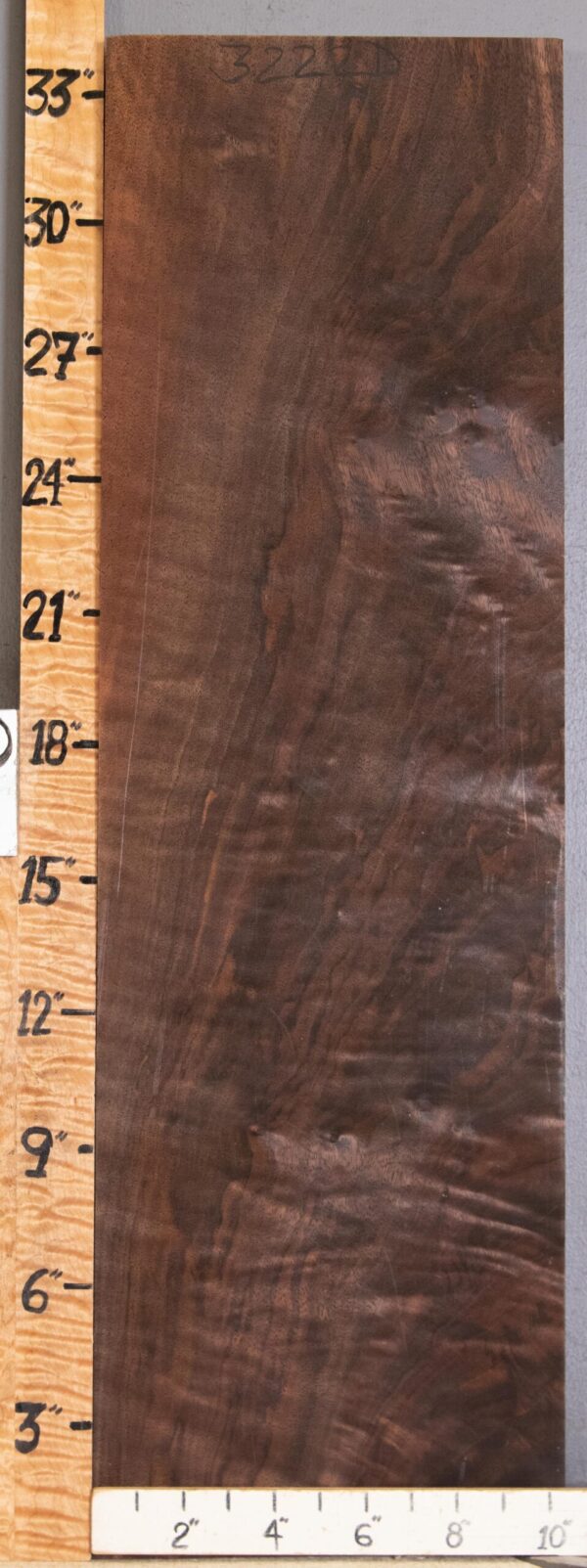 5A Block Curly Marbled Claro Walnut Lumber 10"3/8 X 34" X 1"5/8 (NWT-3222D) - Image 2