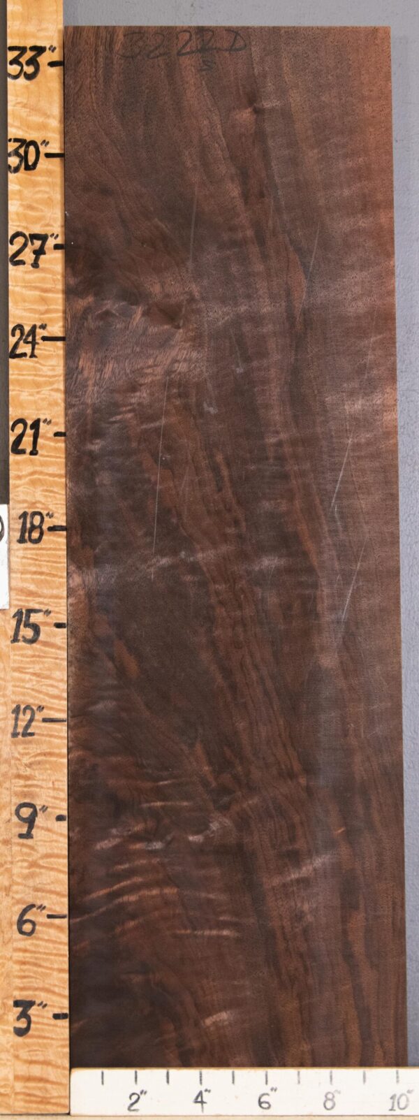 5A Block Curly Marbled Claro Walnut Lumber 10"3/8 X 34" X 1"5/8 (NWT-3222D)