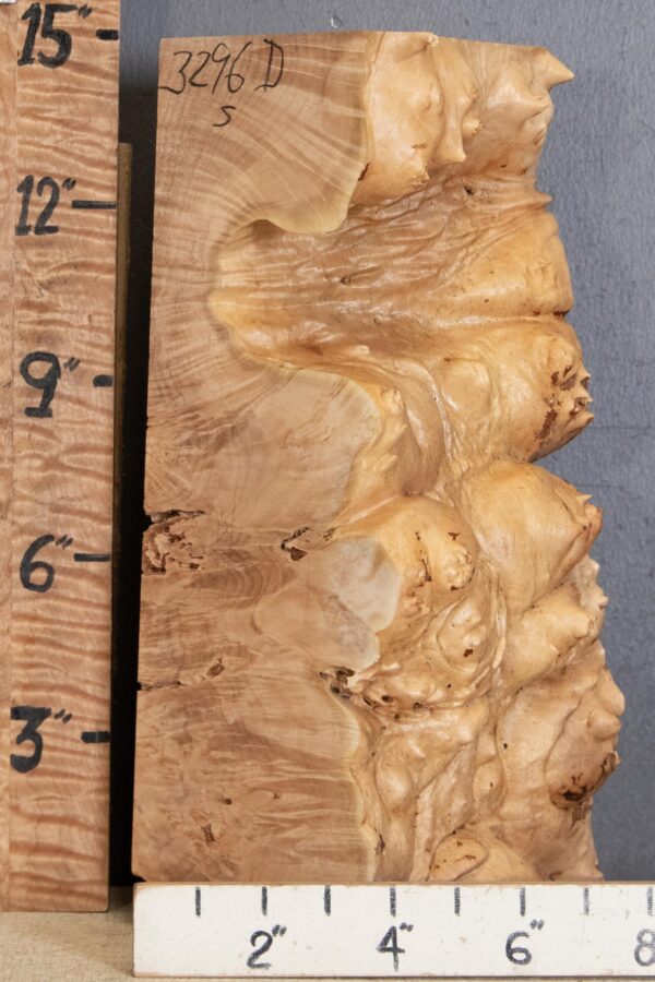 5A Block Burl Maple with Live Edge Lumber 5"1/4 X 14" X 5"1/2 (NWT-3296D) - Image 2