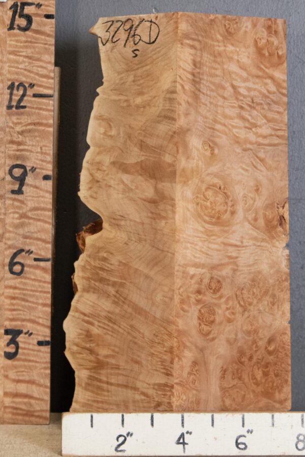 5A Block Burl Maple with Live Edge Lumber 5"1/4 X 14" X 5"1/2 (NWT-3296D)