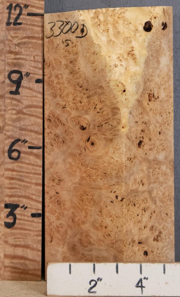 5A Block Spalted Burl Maple with Live Edge Lumber 4"1/2 X 12" X 3"1/2 (NWT-3300D) - Image 2