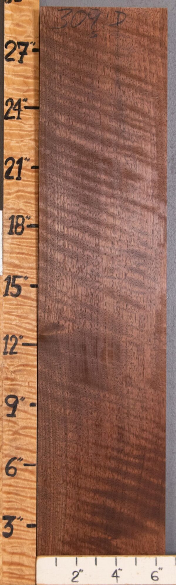 5A Block Curly Marbled Claro Walnut Vertical Grain Lumber 6"3/8 X 29" X 1"5/8 (NWT-3091D) - Image 2