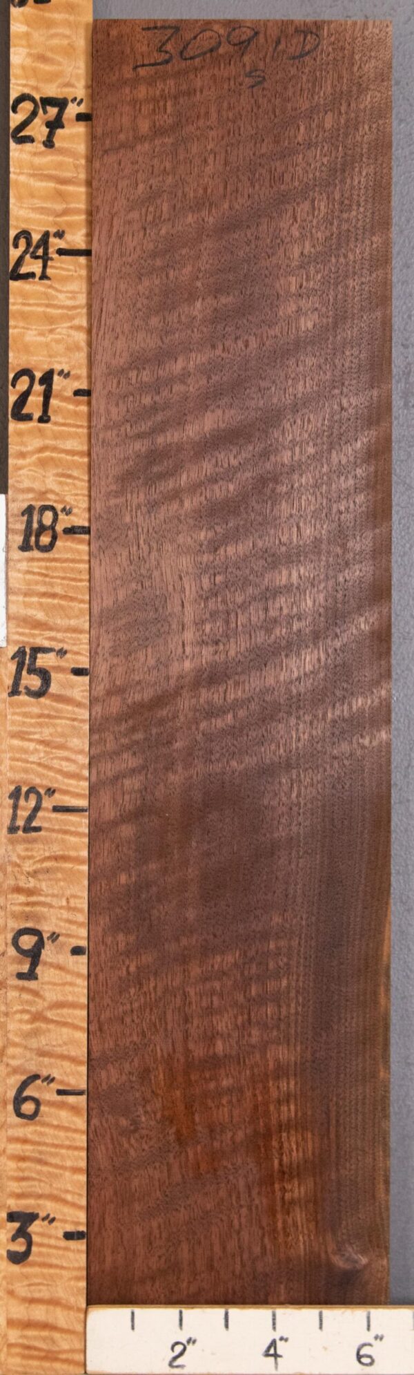 5A Block Curly Marbled Claro Walnut Vertical Grain Lumber 6"3/8 X 29" X 1"5/8 (NWT-3091D)