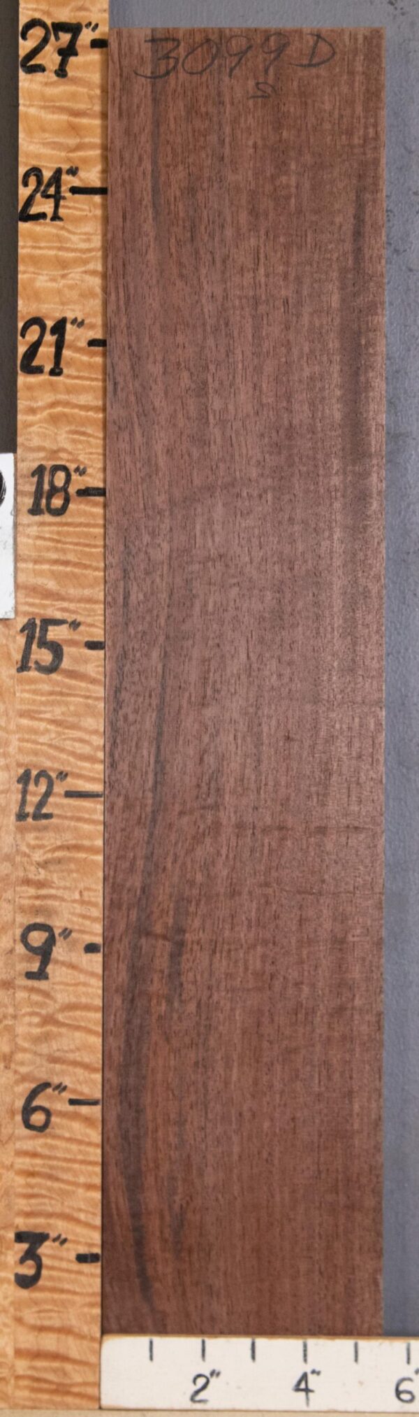 5A Block Curly Marbled Claro Walnut Vertical Grain Lumber 5"1/2 X 27" X 1"3/4 (NWT-3099D) - Image 2