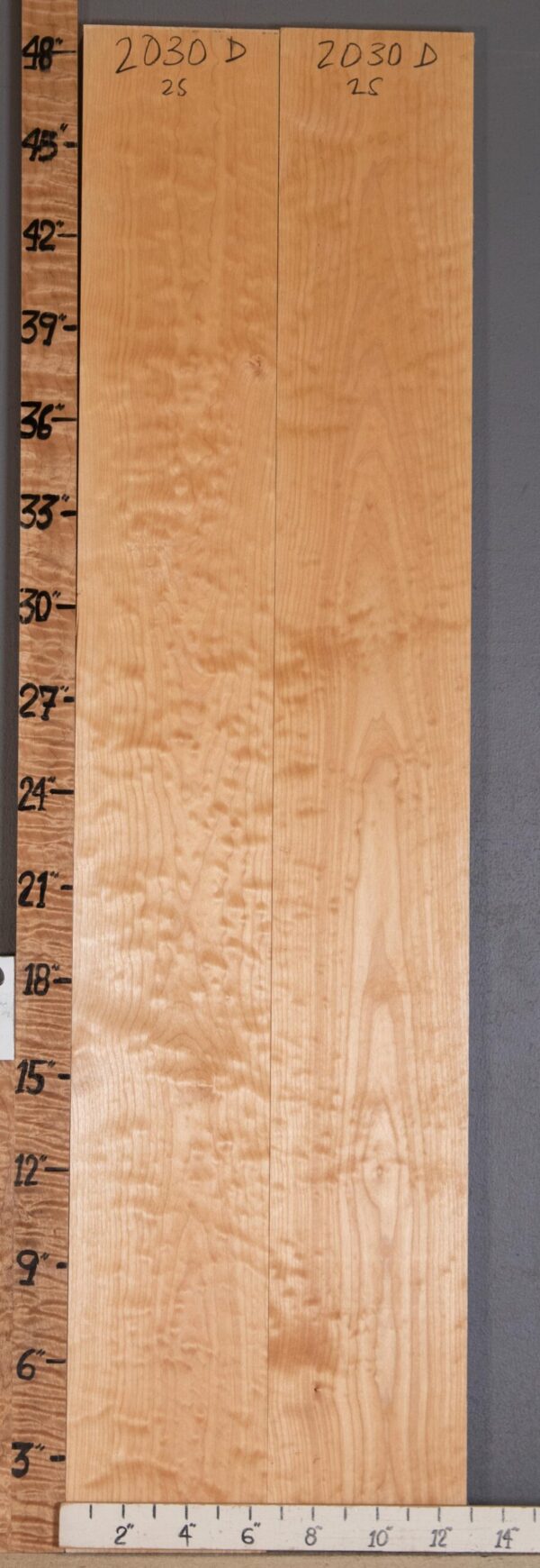 4A Quilted Maple 2 Board Set Lumber 12"1/2 X 48" X 4/4" (NWT-2030D)