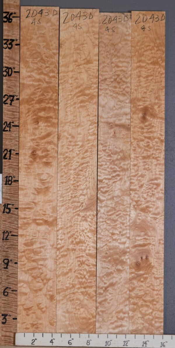 5A Quilted Maple 4 Board Set Lumber 15"7/8 X 36" X 4/4" (NWT-2043D)