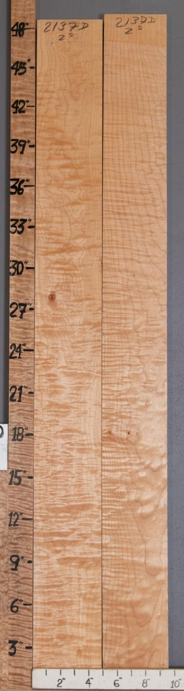 5A Curly Maple 2 Board Set Lumber 9"3/8 X 48" X 4/4" (NWT-2137D)