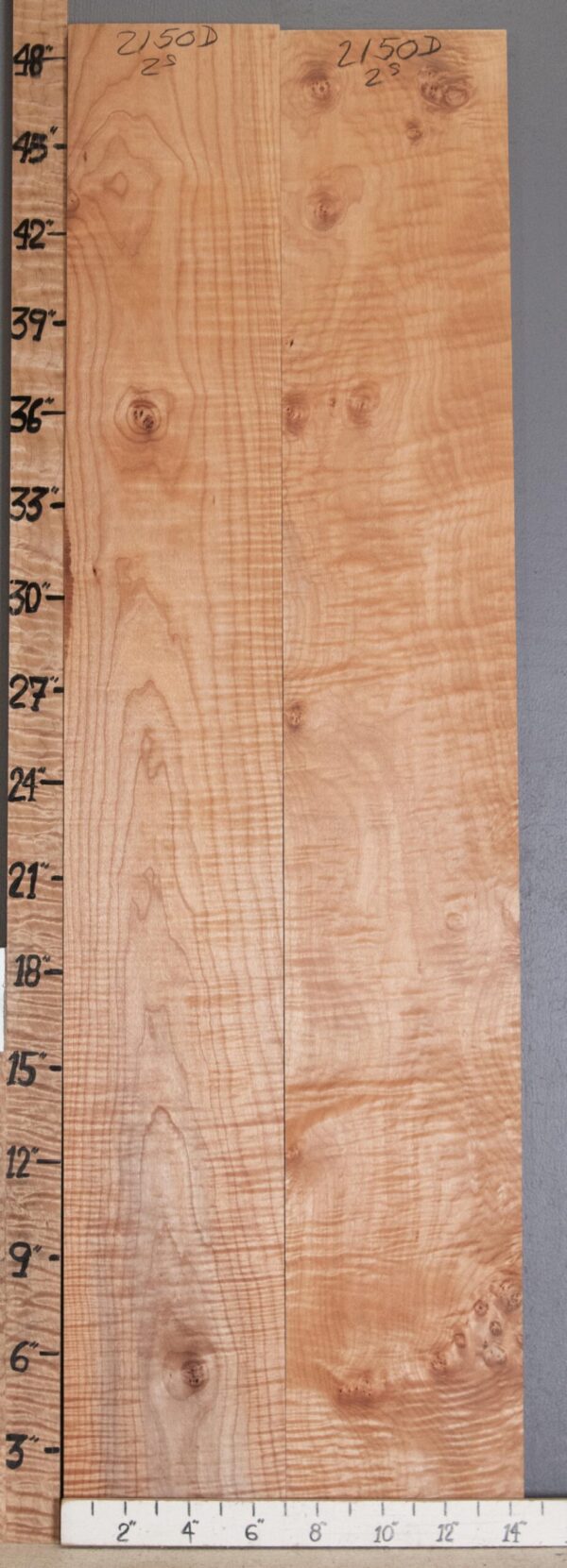 5A Curly Maple 2 Board Set Lumber 14"1/4 X 48" X 4/4" (NWT-2150D)