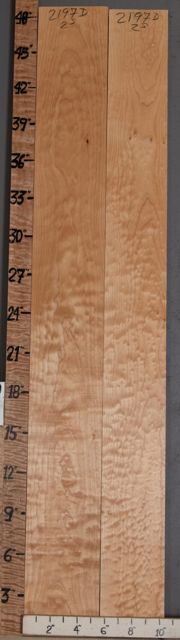 4A Quilted Maple 2 Board Set Lumber 10"1/4 X 48" X 4/4" (NWT-2197D)