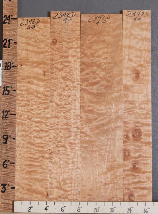 5A Quilted Maple 4 Board Set Lumber 16"1/2 X 24" X 4/4" (NWT-2342D)