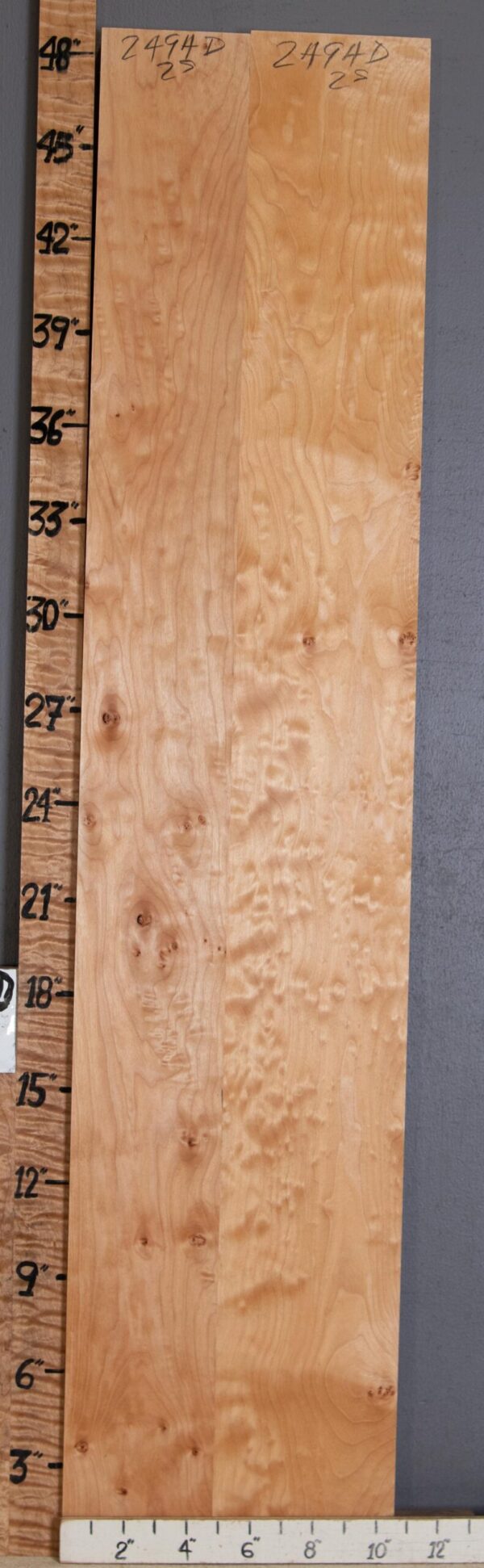 5A Quilted Maple 2 Board Set Lumber 10"1/2 X 48" X 5/4" (NWT-2494D)