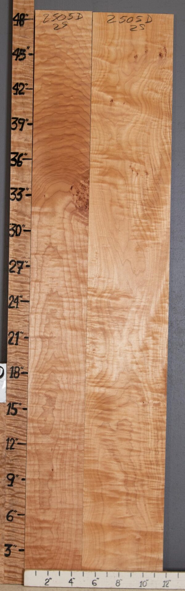 5A Curly Maple 2 Board Set Lumber 11"3/4 X 48" X 4/4" (NWT-2505D)