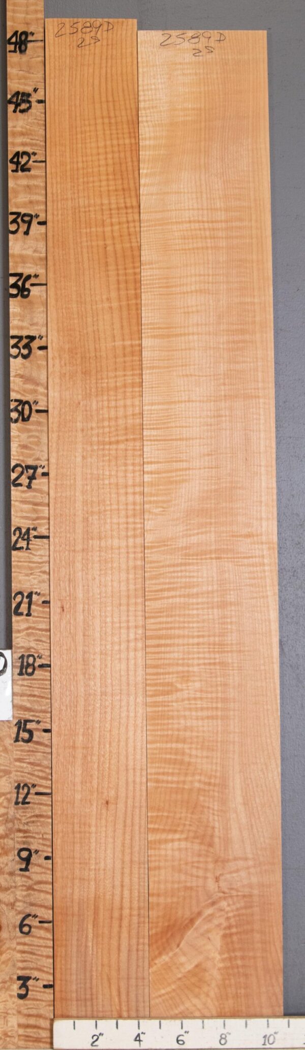 5A Curly Maple 2 Board Set Lumber 10"3/4 X 48" X 4/4" (NWT-2589D)