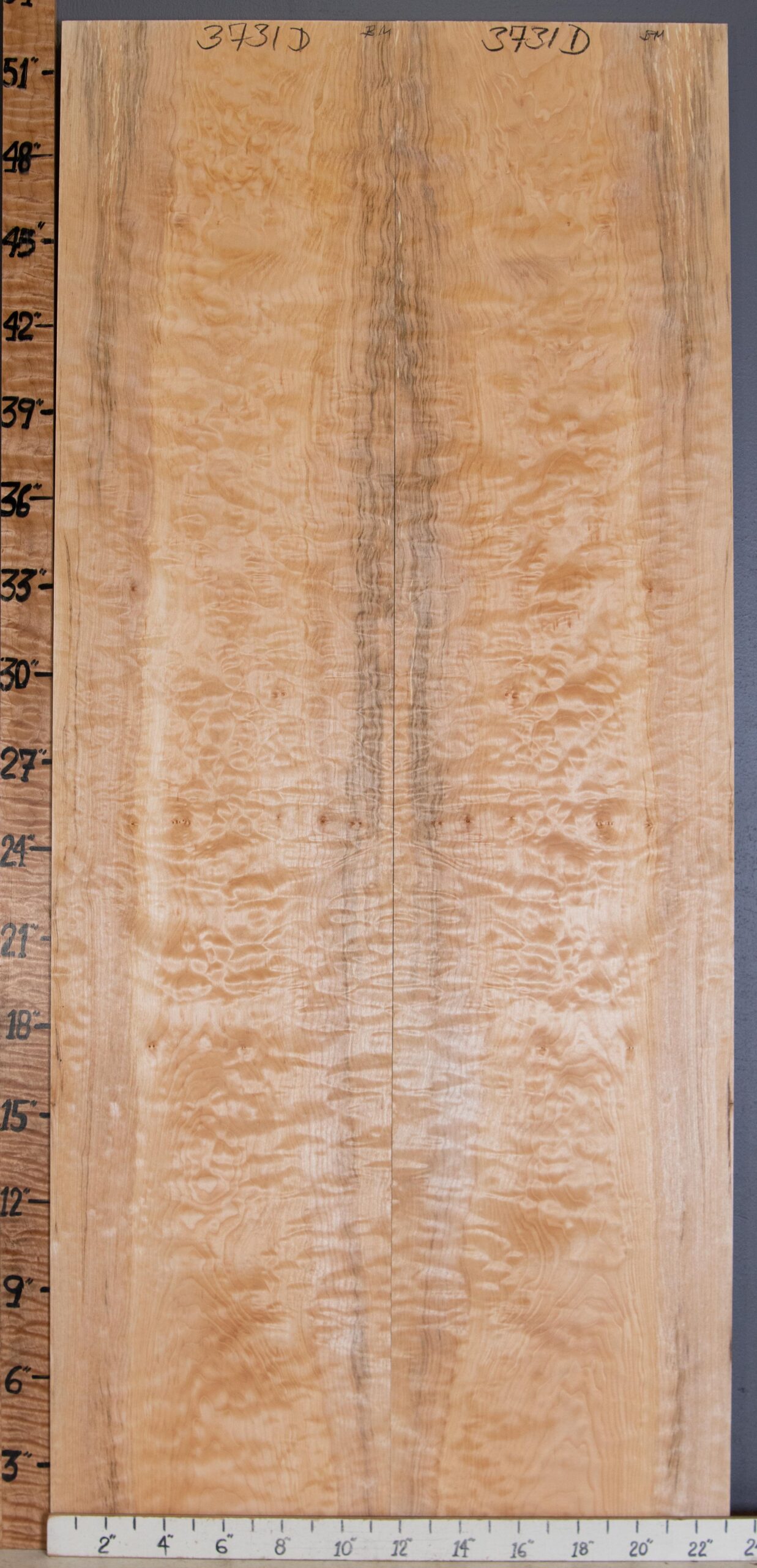 5A Quilted Maple Bookmatch Lumber 23 X 52 X 4/4 (NWT-3731D)