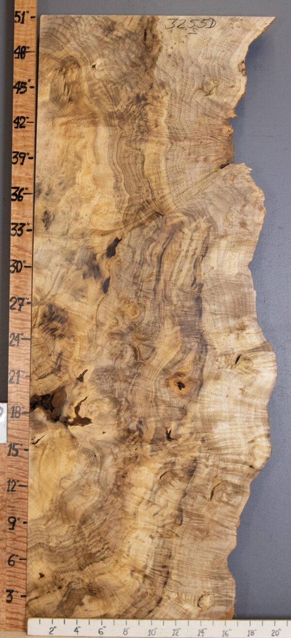 5A Burl Curly Myrtlewood with Live Edge Lumber 17" X 51" X 2" (NWT-3255D)