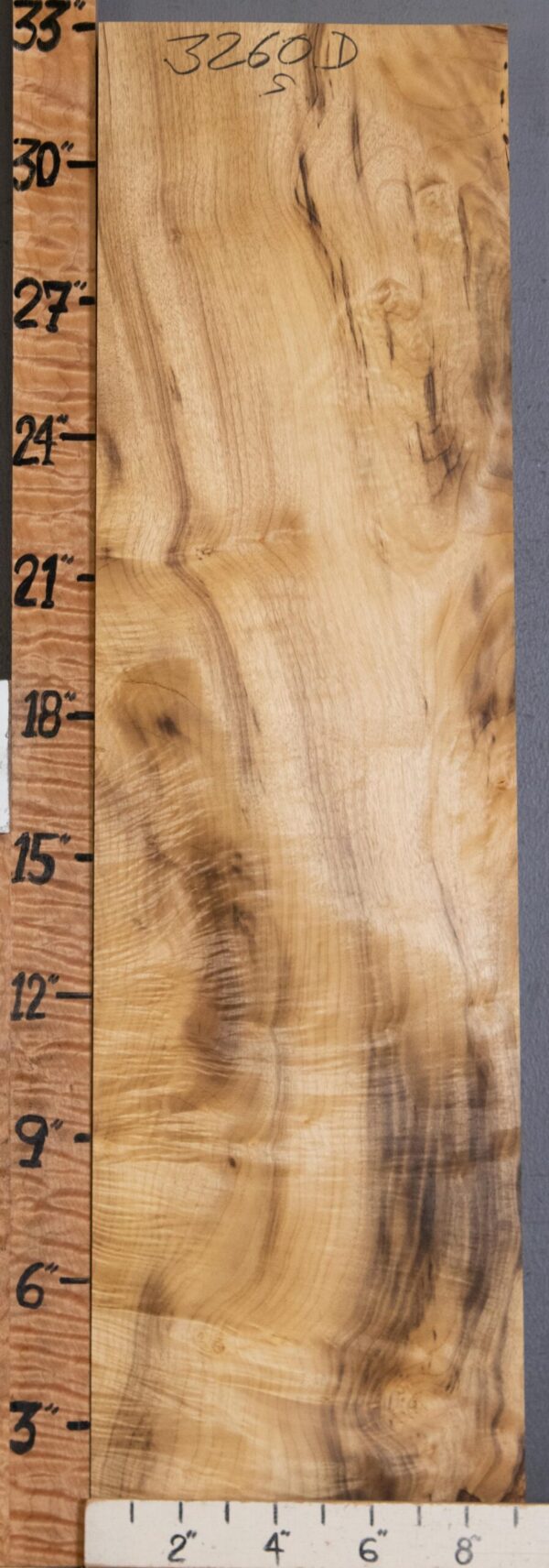 5A Burl Curly Myrtlewood Lumber 8"3/4 X 32" X 2"1/8 (NWT-3260D)