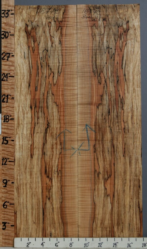 5A Spalted Curly Maple Bookmatch 18" X 34" X 1/2 (NWT-1877C)