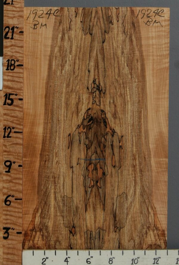 5A Spalted Curly Maple Bookmatch 13" X 23" X 3/8 (NWT-1924C)