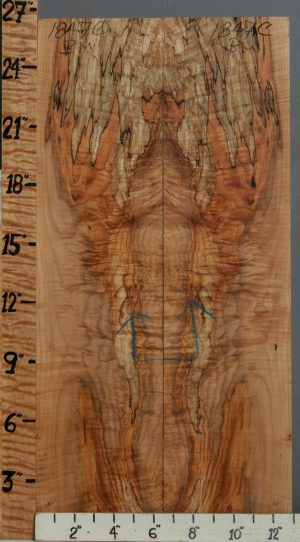 5A Spalted Curly Maple Bookmatch 12"3/4 X 26" X 1/2 (NWT-1847C)