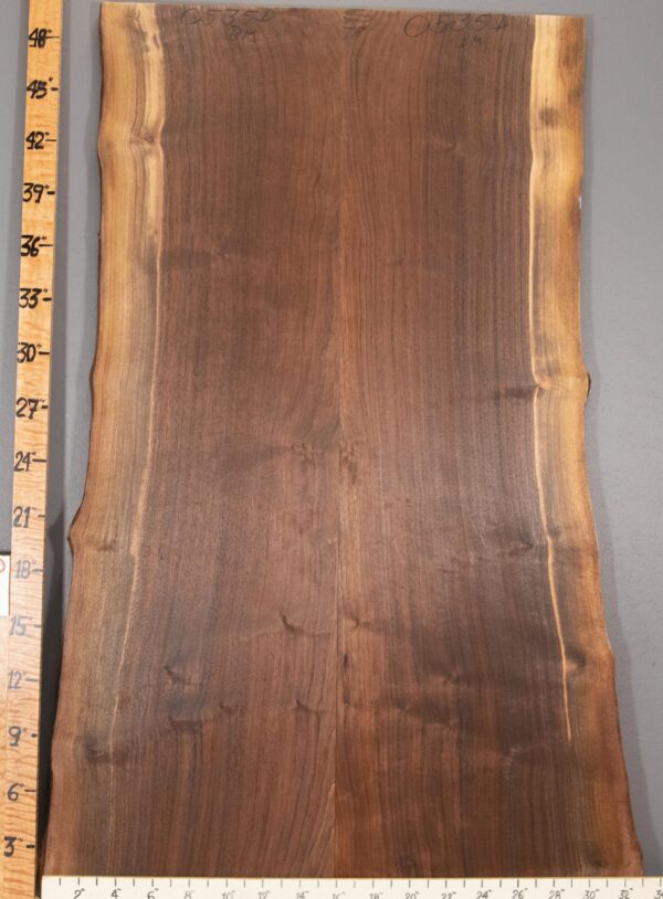 5A Marbled Claro Walnut Bookmatch with Live Edge 27"1/2 X 50" X 4/4" (NWT-0535D) - Image 2