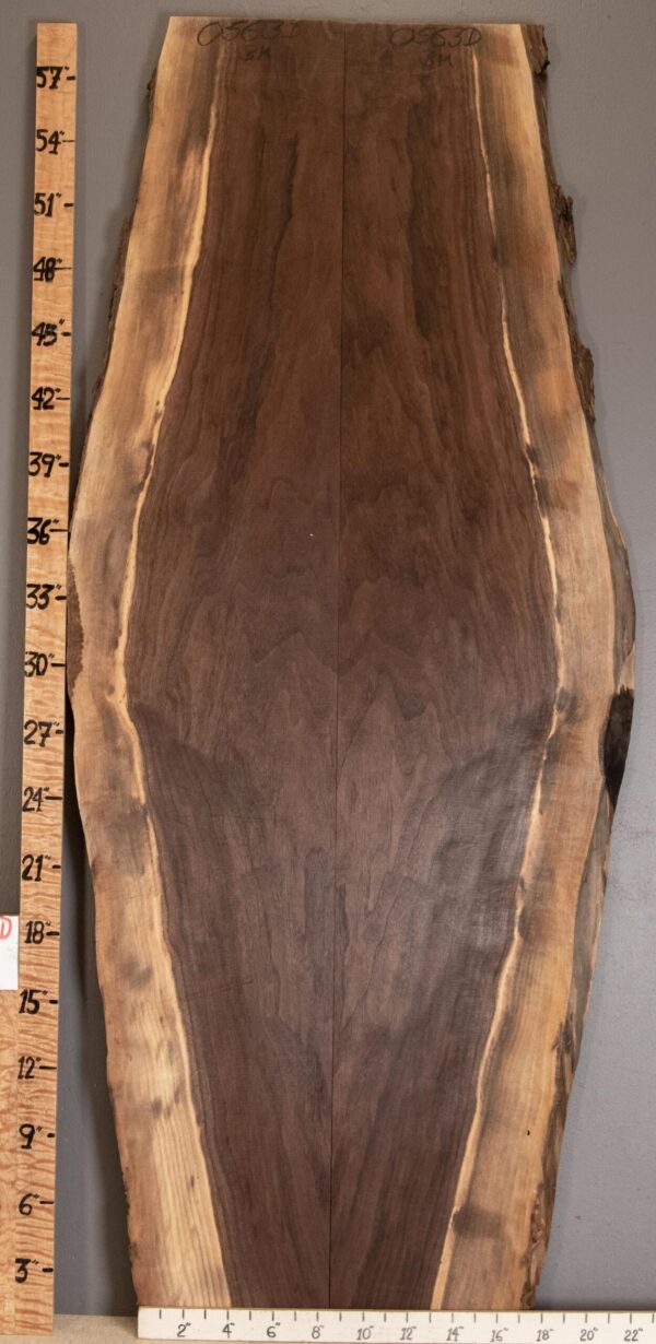 5A Marbled Claro Walnut Bookmatch with Live Edge 17" X 59" X 4/4" (NWT-0563D)