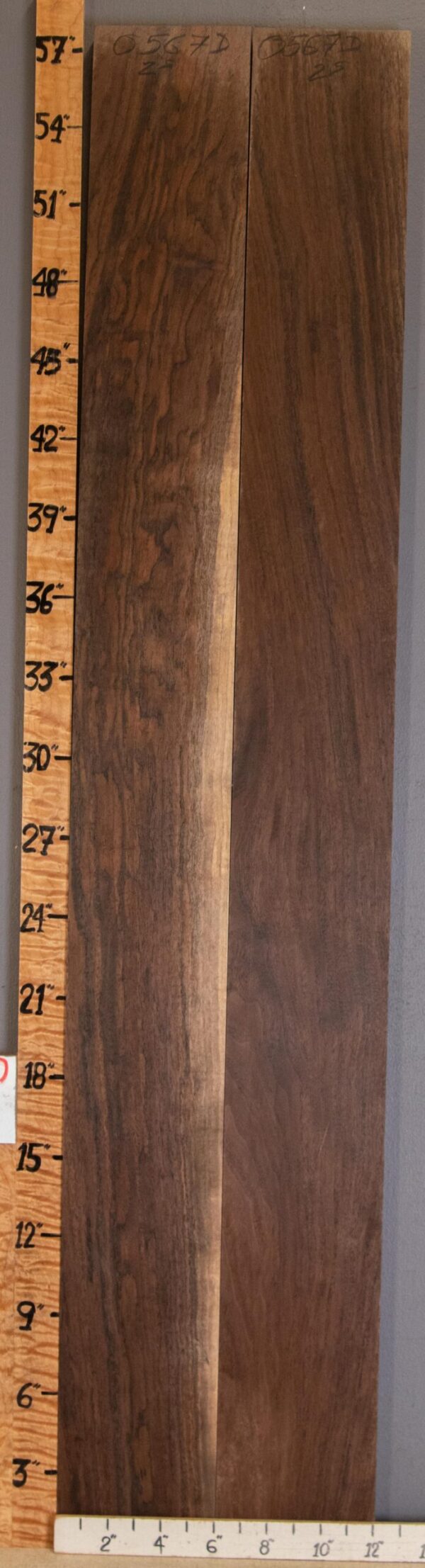 5A Marbled Claro Walnut 2 Board Set 12" X 57" X 4/4" (NWT-0567D)