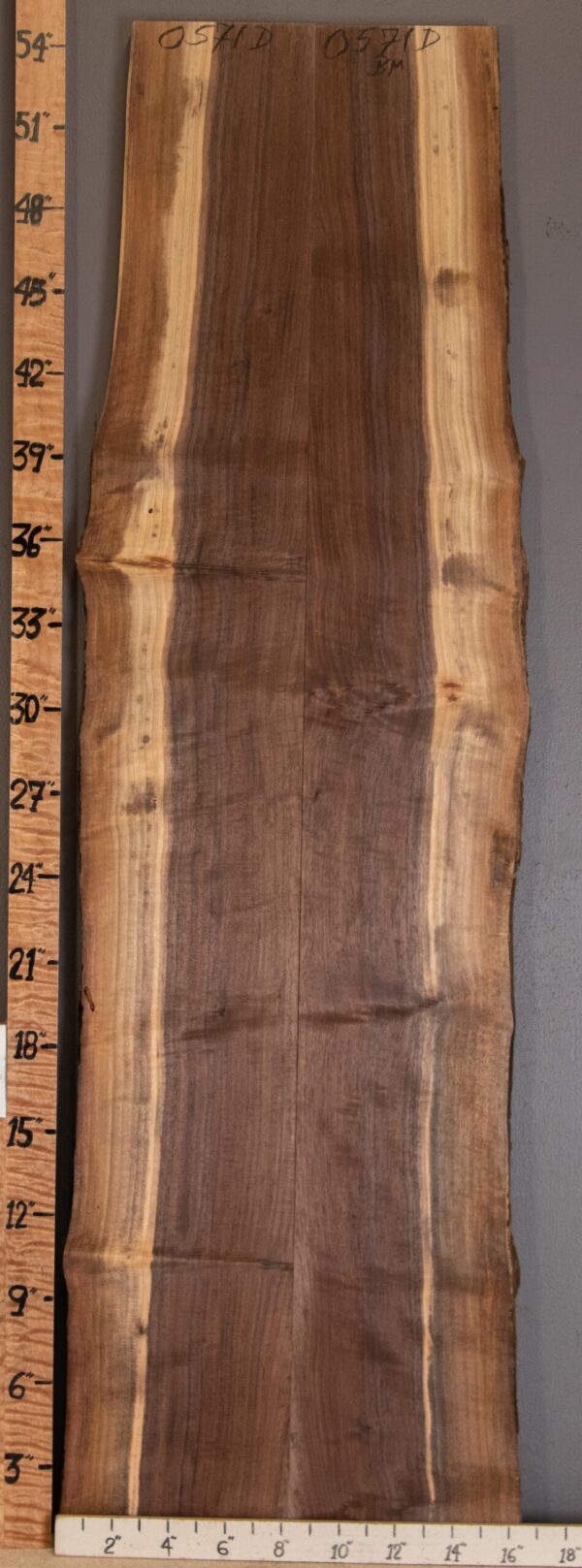 5A Marbled Claro Walnut Bookmatch with Live Edge 13" X 54" X 4/4" (NWT-0571D) - Image 2