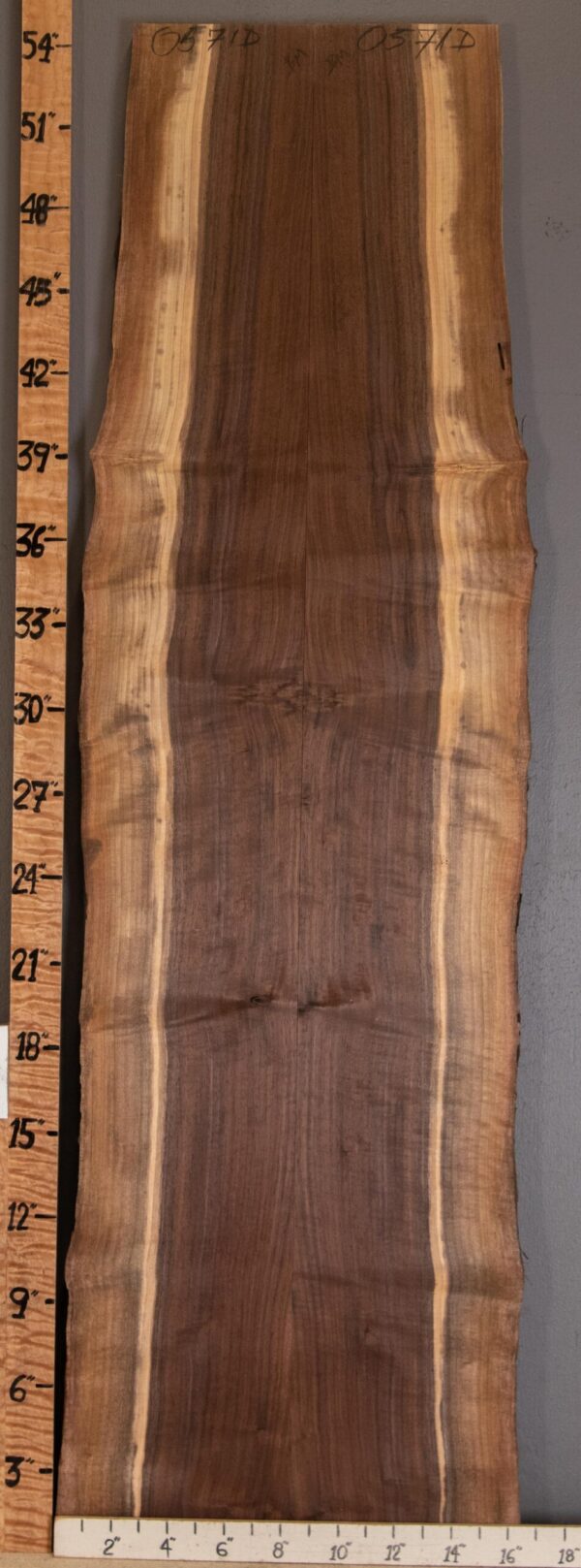 5A Marbled Claro Walnut Bookmatch with Live Edge 13" X 54" X 4/4" (NWT-0571D)