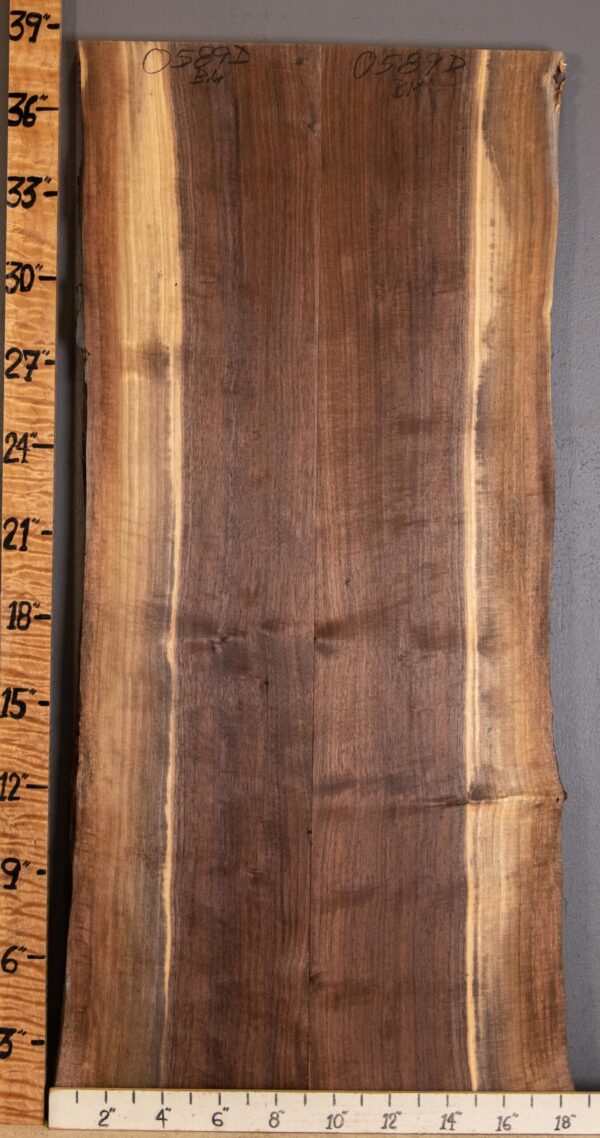 5A Marbled Claro Walnut Bookmatch Vertical Grain with Live Edge 17" X 38" X 4/4" (NWT-0589D) - Image 2