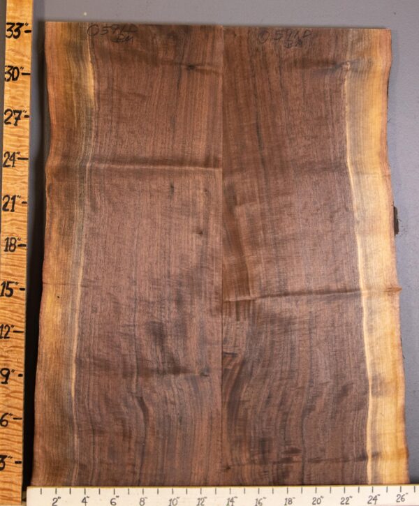 5A Marbled Claro Walnut Bookmatch Vertical Grain with Live Edge  24"3/4 X 33" X 4/4" (NWT-0591D) - Image 2