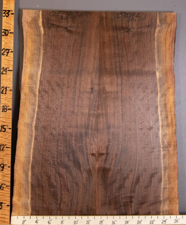 5A Marbled Claro Walnut Bookmatch Vertical Grain with Live Edge  24"3/4 X 33" X 4/4" (NWT-0591D)