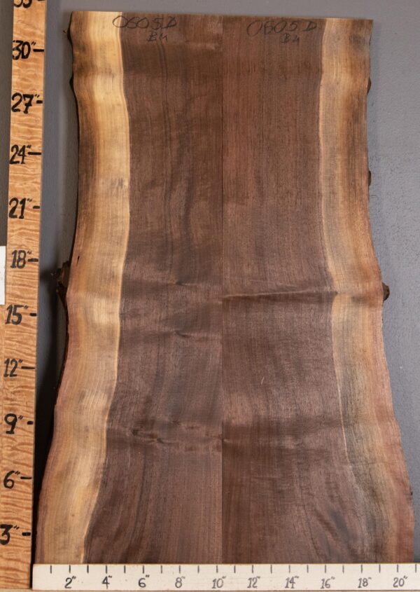 5A Marbled Claro Walnut Bookmatch with Live Edge 18" X 32" X 4/4" (NWT-0605D) - Image 2