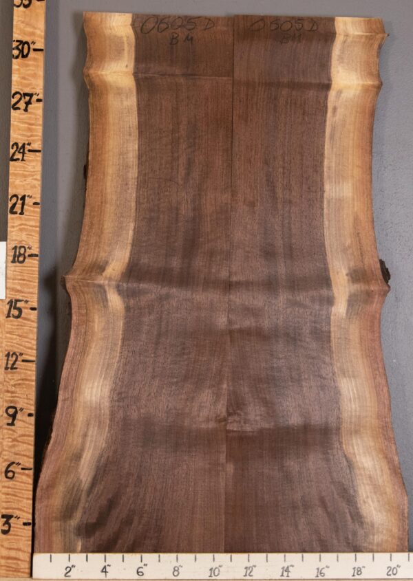 5A Marbled Claro Walnut Bookmatch with Live Edge 18" X 32" X 4/4" (NWT-0605D)