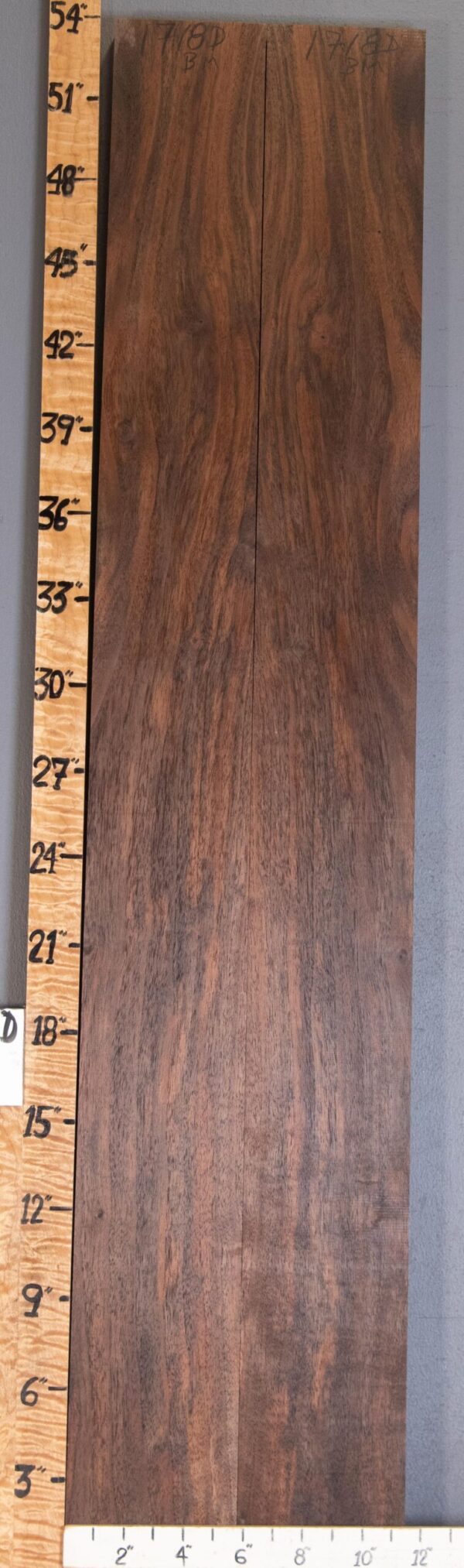 5A Marbled Claro Walnut Bookmatch Lumber 11"3/8 X 53" X 1"3/8 (NWT-1718D)