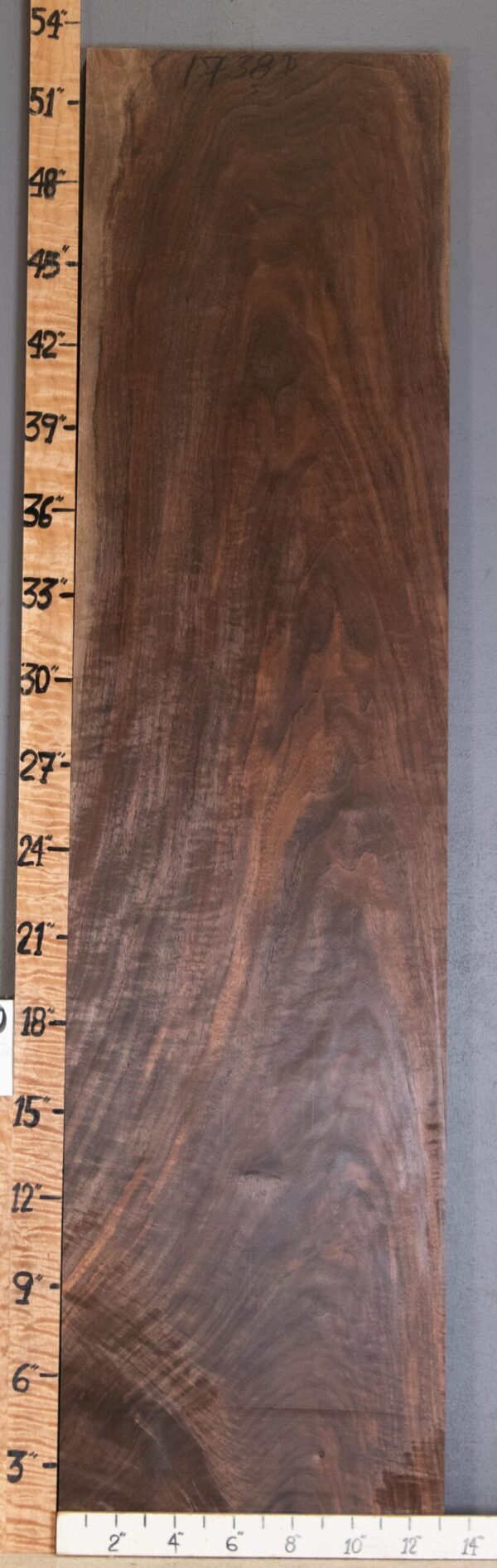 5A Marbled Curly Claro Walnut Lumber 13"1/8 X 53" X 4/4" (NWT-1738D) - Image 2