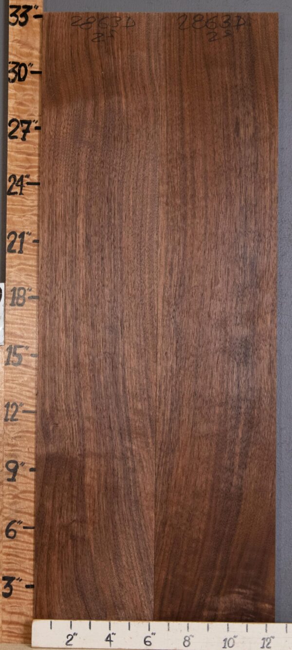 5A Marbled Claro Walnut 2 Board Set Vertical Grain Lumber 12"3/8 X 33" X 4/4" (NWT-2863D) - Image 2