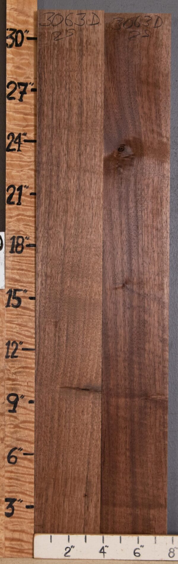 5A Marbled Claro Walnut 2 Board Set Lumber 7"1/2 X 31" X 1"5/8 (NWT-3063D) - Image 2