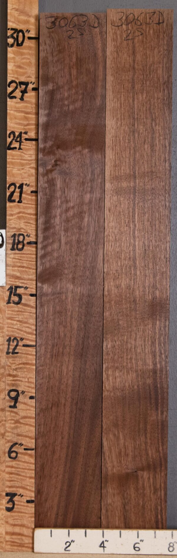 5A Marbled Claro Walnut 2 Board Set Lumber 7"1/2 X 31" X 1"5/8 (NWT-3063D)