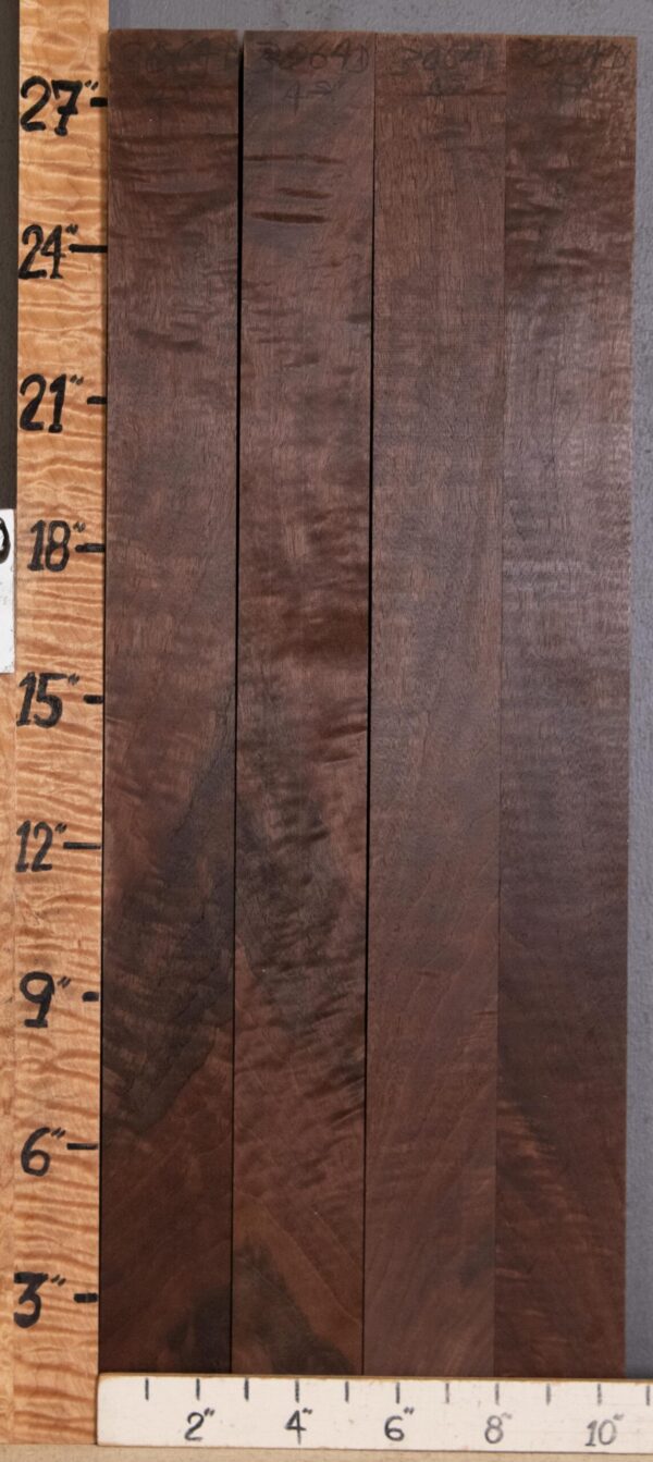 5A Marbled Claro Walnut 4 Board Set Lumber 10"1/2 X 28" X 1"5/8 (NWT-3064D)