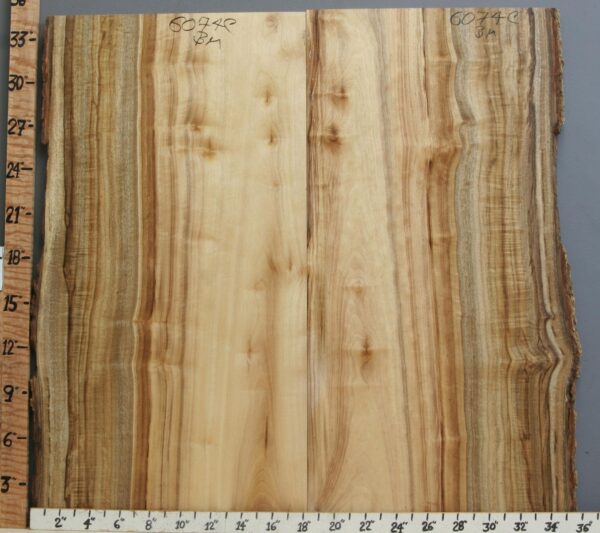 5A Striped Myrtlewood Bookmatch with Live Edge 34" X 34" X 4/4 (NWT-6074C) - Image 2