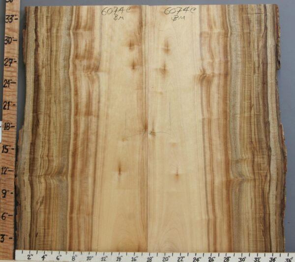 5A Striped Myrtlewood Bookmatch with Live Edge 34" X 34" X 4/4 (NWT-6074C)