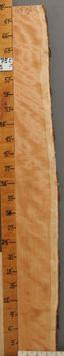 5A Curly Cherry Lumber with Live Edge 7"1/4 X 71" X 5/4 (NWT-6475C)