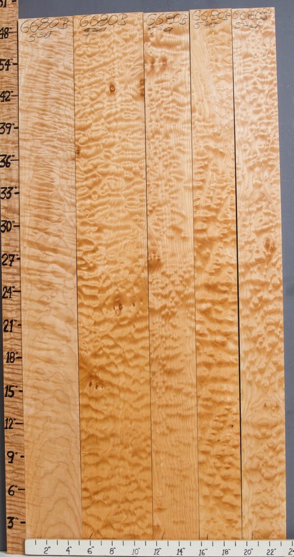 AAAAA QUILTED MAPLE LUMBER 5 BOARD SET 23"3/8 X 48" X 4/4 (NWT-B6680)